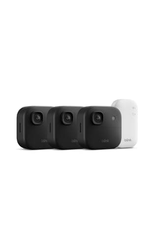 Blink Outdoor 2K+ (newest model) — Wireless smart security camera, 2K video resolution, enhanced audio, two-year battery. Sync Module Core included — 3 camera system (Black)