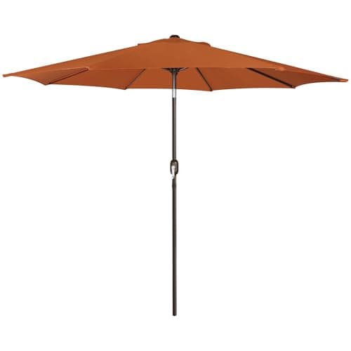 Blissun 9FT Patio Umbrella, Outdoor Table Umbrella, Yard Umbrella, Market Umbrella with 8 Sturdy Ribs, Push Button Tilt and Crank, Rust