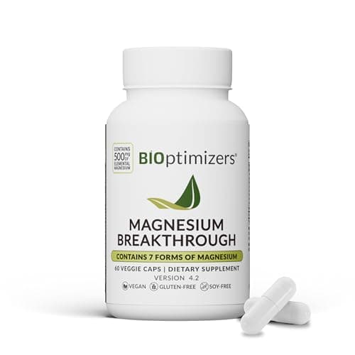 BIOptimizers Magnesium Breakthrough Supplement with 500mg - 7 Forms of Magnesium: Glycinate, Malate, Citrate, and More - Natural Support for Sleep and Cognitive Function -60 Capsules- Calming Vitamins