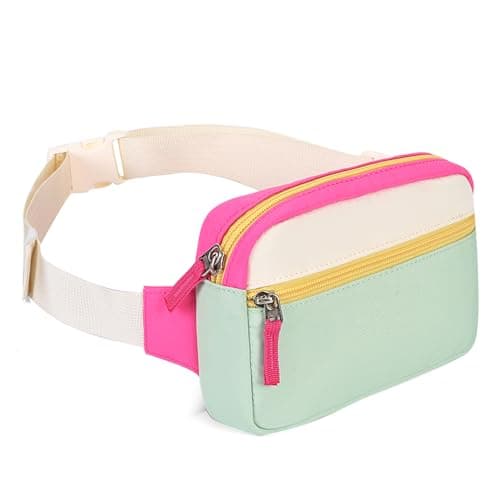 Cotmcor Fanny Pack Teens Easter Basket Stuffers for Kids: Birthday Gift for 5 6 7 8 9 10 11 12 Year Old Teen Girls, Preppy Cute Trendy Stuff Colorblock Crossbody Bag Adjustable Belt Bags for Travel