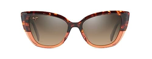 Maui Jim Women's Blossom Polarized Cat Eye Sunglasses, Havana W/Peach/Hcl® Bronze Polarized, Medium Fit