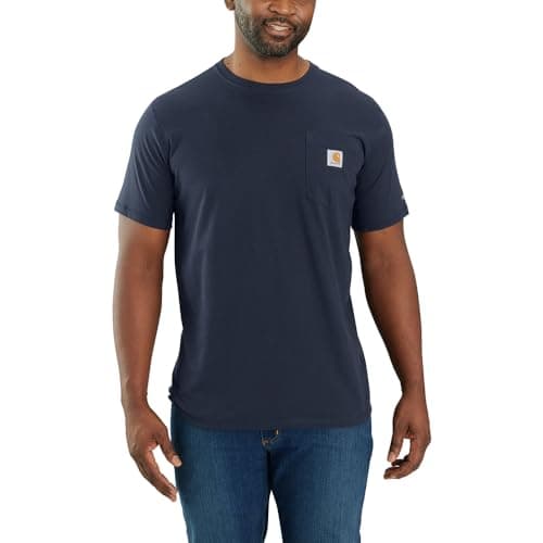 Carhartt Men's Force Relaxed Fit Midweight Short-Sleeve Pocket T-Shirt, Navy, Small