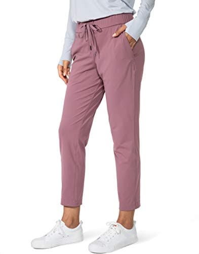 G Gradual Women's Pants with Deep Pockets 7/8 Stretch Sweatpants for Women Athletic, Golf, Lounge, Work (Pink, X-Small)