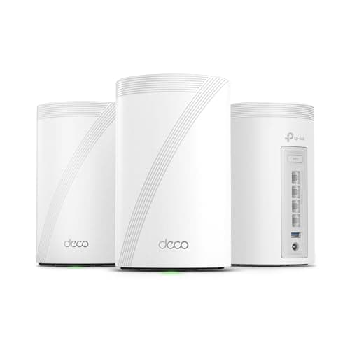 TP-Link Deco 7 Pro BE63 Tri-Band WiFi 7 BE10000 Whole Home Mesh System - 6-Stream 10 Gbps, 4x2.5G Ports Wired Backhaul, 4X Smart Internal Antennas, VPN, HomeShield, Free Expert Support (3-Pack)