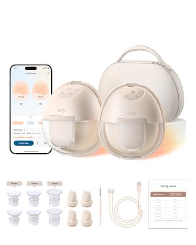 eufy Security Heated Wearable Breast Pump S1 Pro, Slim Hands-Free with Industry-Leading HeatFlow Tech, Wireless Charging Case, App-Controlled OptiRhythm, Hospital-Grade Suction, in-Bra Use
