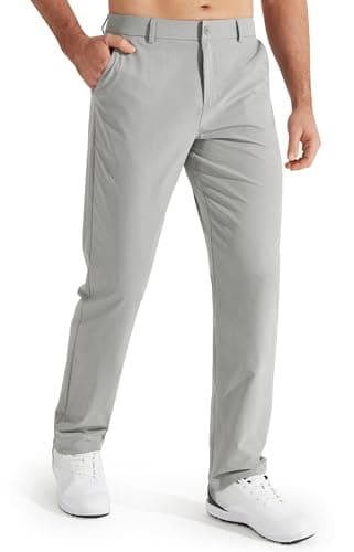 Libin Mens Golf Pants Stretch Work Dress Pants 30" Quick Dry Lightweight Business Casual Slacks for Men Travel Vocation Water Resistant, Neutral Grey, 30W x 30L