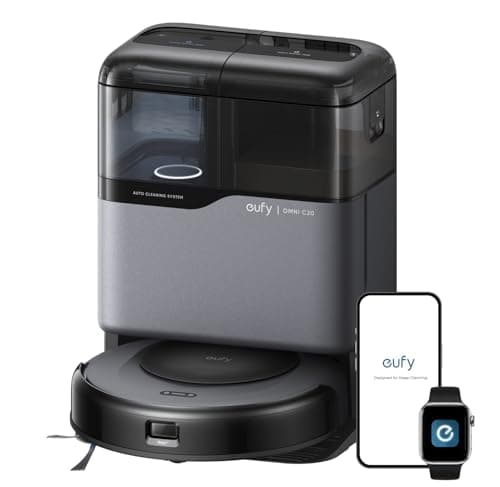 eufy Robot Vacuum Omni C20, 7,000 Pa, 60 Days Self Emptying, Auto Mop Washing, Auto Drying, 3.35" Ultra Slim, Transparent Tanks, Robot Vacuum and Mop Combo