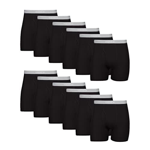 Hanes Men Hanes Boxer Briefs, Cool Dri Moisture-Wicking Underwear, Cotton No-Ride-up for Men, 12 Pack - Black, Small