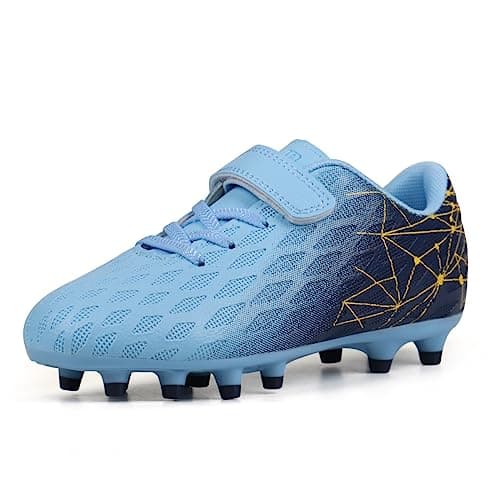 brooman Kids Firm Ground Soccer Cleats Boys Girls Athletic Outdoor Football Shoes (8,Blue Navy)