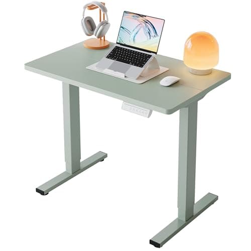 HUANUO 32" Small Electric Standing Desk Adjustable Height, 4 Memory Height Settings, Sit Stand Up Desk for Home Office & Computer Workstation, Sage Green