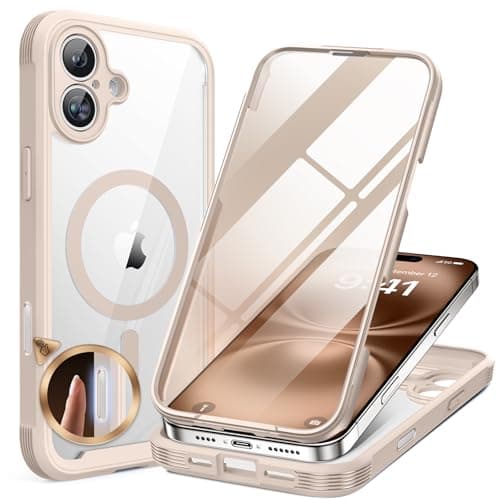 Miracase Magnetic for iPhone 16 Plus Case Full-Body Phone with Built-in Glass Screen Protector, [Compatible with MagSafe] Military Drop Proof 16 Plus Cover Bumper, Desert