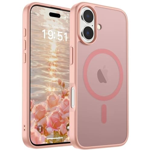 SUPFINE Magnetic for iPhone 17 Case (Compatible with MagSafe)(Military Grade Drop Protection) Translucent Matte Shockproof with Anti-Fingerprint Phone Cover 2025,Pink