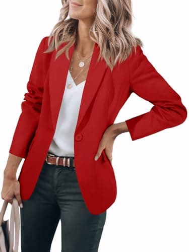 Cicy Bell Womens Casual Blazers Open Front Long Sleeve Work Office Suit Jackets Blazer Red