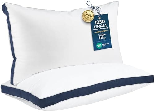 Utopia Bedding Bed Pillows for Sleeping King Size (Navy), Set of 2, Soft & Fluffy Pillow with Down Alternative Filling, Cooling, Hotel Quality, Gusseted Pillow for Back, Stomach or Side Sleepers