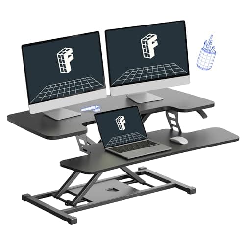 FLEXISPOT 36-inch Standing Desk Converter Height Adjustable Sit to Stand Up Workstation, Dual Monitor and Laptop Riser with Wide Keyboard Tray, Black