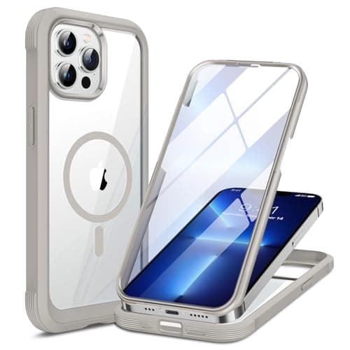 Miracase for iPhone 13 Pro Case 6.1",with MagSafe,Built in Screen Protector,Full-Body Protection(Titanium)