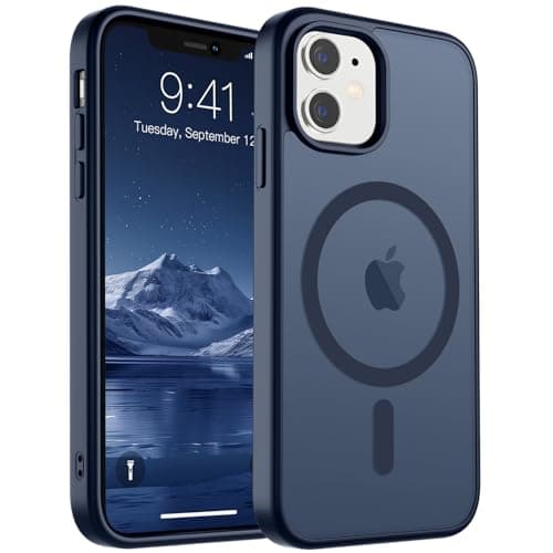 SUPFINE Magnetic for iPhone 11 Phone Case (Compatible with MagSafe) (Military Grade Drop Protection) Translucent Matte Shockproof Phone Cover,Dark Blue