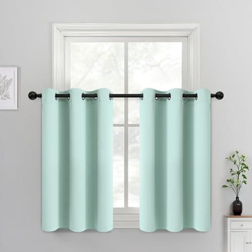 Yakamok Blackout Curtains for Bedroom，Thermal Insulated Room Darkening Drapes for Living Room, Set of 2 Panels (Aqua,38 x 36Inch)