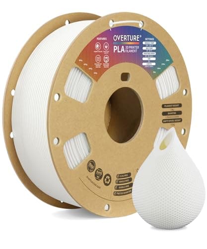 OVERTURE PLA Filament 1.75mm PLA 3D Printer Filament, 1kg Cardboard Spool (2.2lbs), Dimensional Accuracy +/- 0.02mm, Fit Most FDM Printer (White 1-Pack)