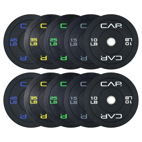 CAP Barbell 260 LB Economy Olympic Bumper Plate Set with Color Logo | Black
