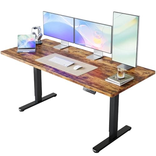 HUANUO 71 x 30 inch Electric Standing Desk Adjustable Height, 4 Memory Height Settings, Sit Stand Up Desk for Home Office & Computer Workstation, Rustic Brown