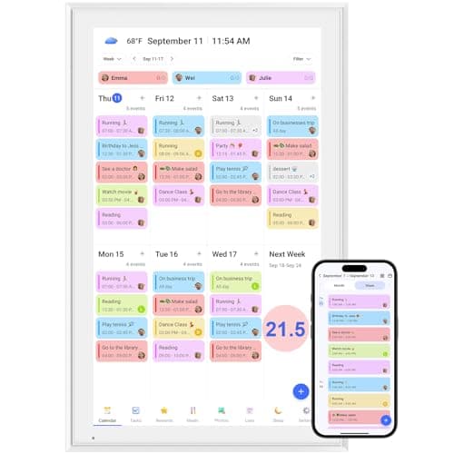 Digital Calendar, 21.5 Inch Smart Wall Calendar & 2026 Planner & Chore Chart, Gifts for Women Men, Christmas Gifts for Mom Dad, Touchscreen Interactive Display, Wall Mount