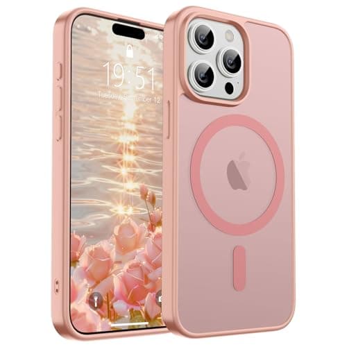 SUPFINE Magnetic for iPhone 15 Pro Max Case (Compatible with MagSafe) (Military Grade Drop Protection) Slim Translucent Matte Shockproof with Anti-Fingerprint Phone Case,Pink