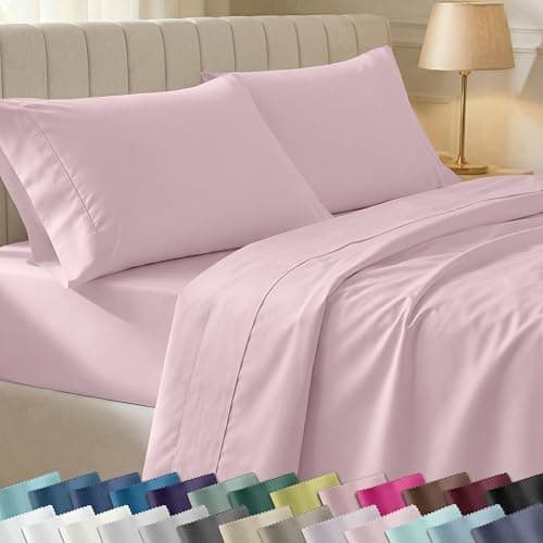 California Design Den Soft Twin Size 100% Cotton Sheet Sets, 400 Thread Count Good Housekeeping Award Winner, Silky Smooth Sateen Weave, Durable Twin Bed Sheet Set - Pink