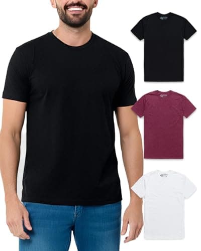 INTO THE AM Men's Plain Tees 3 Pack Multipack - Fitted Crewneck Gym Casual Workout Tshirts Shirts for Men (Black/Maroon/White, X-Large)