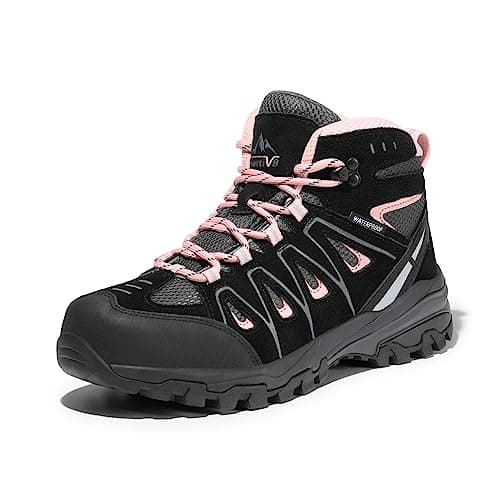 NORTIV 8 Women's Waterproof Hiking Boots Outdoor Trekking Camping Trail Hiking Boot Seeker,Size 11,Black/Pink,Seeker