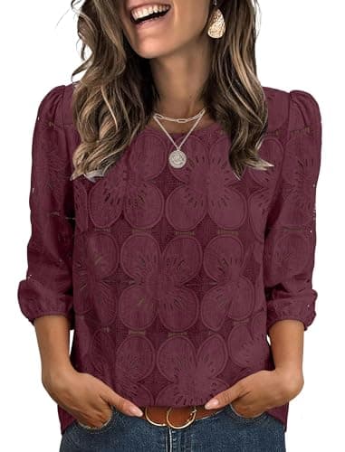 Sampeel Tops for Women Trendy Short Sleeve Shirts Dressy Casual Ladies Blouses Business Casual Outfits Work Tops Cute Summer Clothes 2026 Dress Tshirts Rust Red S