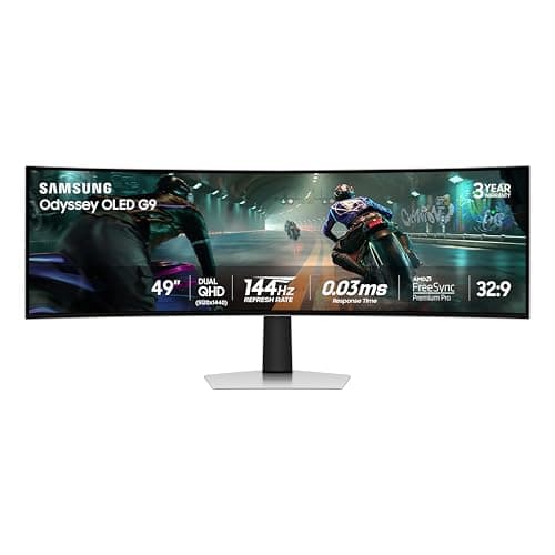 Samsung 49" Odyssey OLED G9 (G91SD) Dual QHD QD-OLED G-Sync Compatible Curved Gaming Monitor, 144Hz, 0.03ms, AMD FreeSync Premium Pro, Ergonomic Stand, 3 Year Warranty, LS49DG910SNXZA