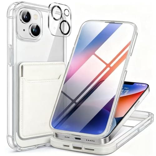 Miracase Glass Series Designed for iPhone 14 Plus Flip Case 6.7 inch, 2023 Upgrade Full-Body Clear Flip Case with Card Holder,White