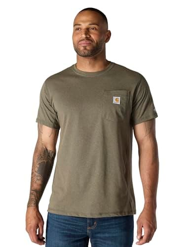 Carhartt Men's Force Relaxed Fit Midweight Short-Sleeve Pocket T-Shirt, Basil Heather, Large