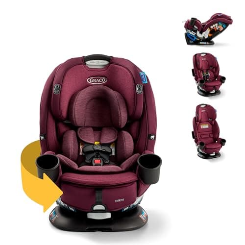 Graco Turn2Me 3-in-1 Rotating Convertible Car Seat, London, Rear-Facing Rotation Only, Forward-Facing Mode, Highback Booster Up to 100 lbs, Adjustable Headrest & Harness, Steel Reinforced Frame