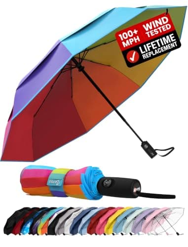 Repel Windproof Travel Umbrella - Compact & Withstands Winds up to 100MPH, Strongest Premium Auto Folding Umbrella for Rain and Sun - Durable, Light & Portable for Women & Men, Fits Backpack & Cars