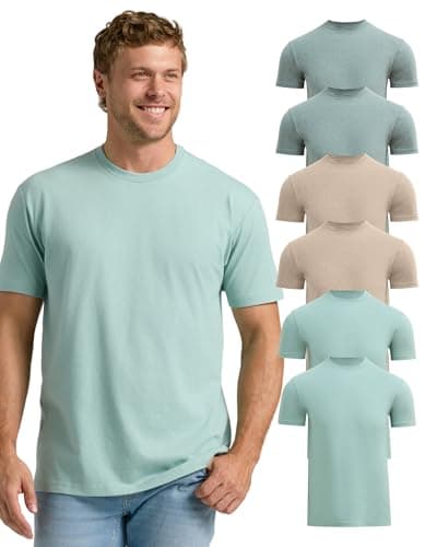 True Classic Mens T-Shirts – Short Sleeve Crew Neck T Shirts for Man, Cotton Blend Plain Novelty Men's T-Shirts, Pack of 6, Variety, S