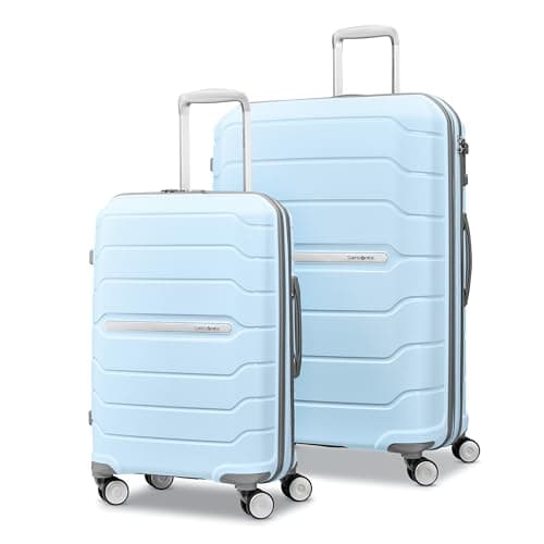 Samsonite Freeform 2-Piece Luggage Set - Carry-On & Large Checked Luggage with Dual Spinner Wheels - Durable Polypropylene Hardshell - TSA Lock, Airline-Approved - Expandable Hard Shell - Sky Blue
