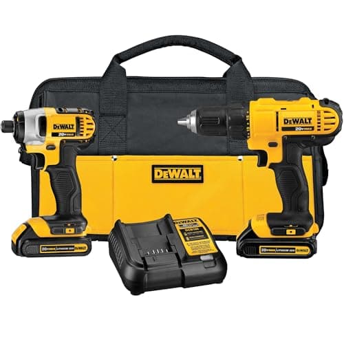 DEWALT 20V MAX Cordless Drill and Impact Driver, Power Tool Combo Kit , Includes 2 Batteries, Charger and Bag (DCK240C2)