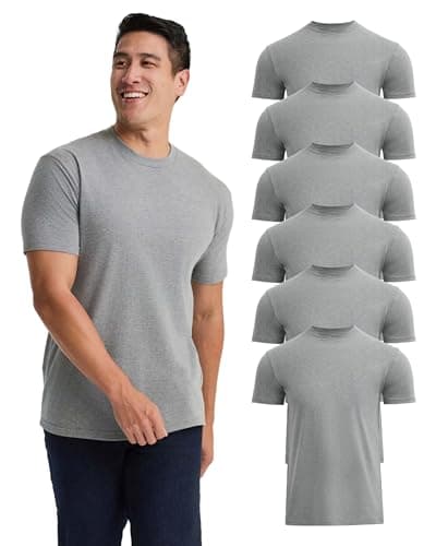 True Classic Mens T-Shirts – Short Sleeve Crew Neck T Shirts for Man, Cotton Blend Plain Novelty Men's T-Shirts, Pack of 6, Gray, S