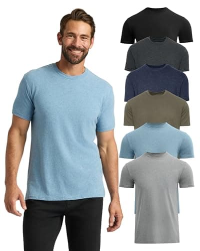 True Classic Mens T-Shirts – Short Sleeve Crew Neck T Shirts for Man, Cotton Blend Plain Novelty Men's T-Shirts, Pack of 6, Variety, S