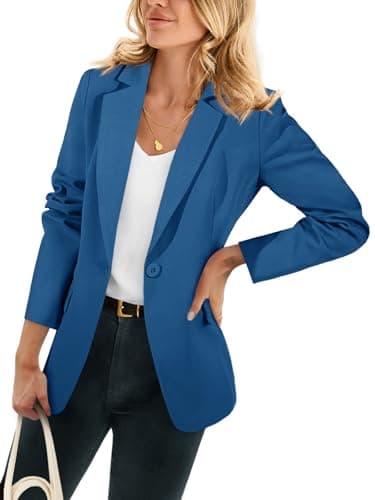 Cicy Bell Womens Casual Blazers Open Front Long Sleeve Work Office Suit Jackets Blazer Royal Blue