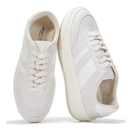 Project Cloud Platform Sneakers for Women - Lightweight Memory Foam Insole Womens Sneakers - Non-Slip Fashion Sneakers for Women Footwear - Women's Fashion Platform Shoes (Nita, Nude, 5.5)