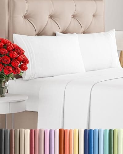 King Size 4 Piece Sheet Set - Comfy Breathable & Cooling Sheets - Hotel Luxury Bed Sheets for Women & Men - Deep Pockets, Easy-Fit, Extra Soft and Wrinkle Free Sheets - White Oeko-Tex Bed Sheet Set