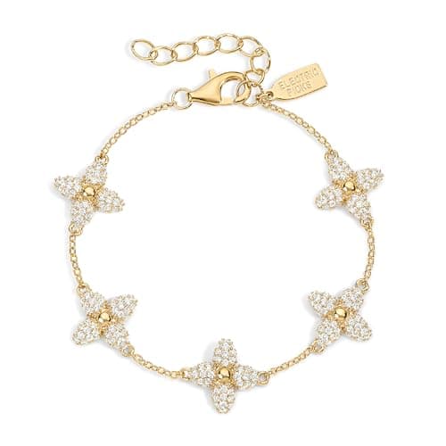 Electric Picks Showstopper Bracelet, 14K Gold Plated Clover Charm Jewelry for Women, Fashion Layering Bracelet, Trendy Gold Bracelets for Everyday Wear