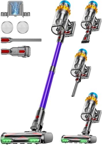 Cordless Vacuum Cleaner, 650W 55KPA 70Min Powerful Vacuum Cleaners for Home, Self-Standing Stick Vacuum Cordless Rechargeable/ Anti-Tangle/OLED Screen/1.8L Cup for Home Pet Hair/Carpet/Hardwood Floor