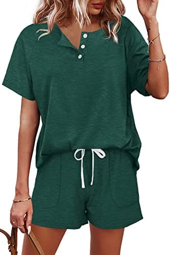 WIHOLL Lounge Sets for Women Summer St Patricks Day Shirt Rompers Green S