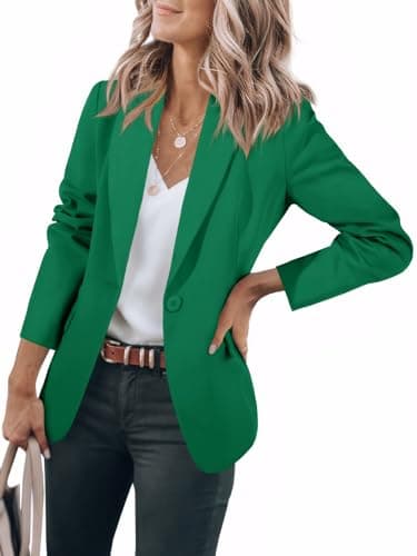Cicy Bell Womens Casual Blazers Open Front Long Sleeve Work Office Suit Jackets Blazer Deep Green