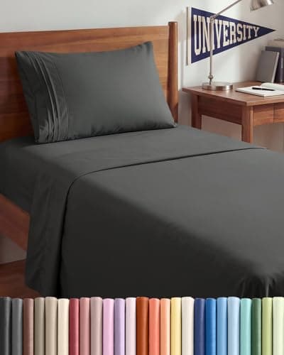 Twin XL Size 3 Piece Sheet Set - Comfy Breathable & Cooling Sheets - Hotel Luxury Bed Sheets for Women & Men - Deep Pockets, Easy-Fit, Soft and Wrinkle Free Sheets - Charcoal Oeko-Tex Bed Sheet Set