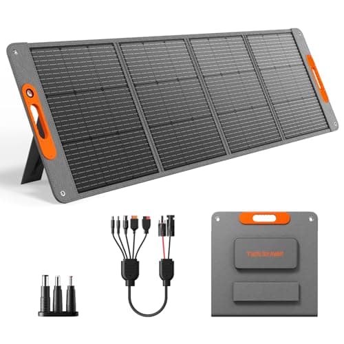200W Portable Solar Panel for Power Station, 24% High Efficiency ETFE Foldable Solar Panel Charger, QC3.0, Type-C 60W, MC4 Output, IP65 Waterproof, for Outdoor Camping, RV, Emergency Power Supply